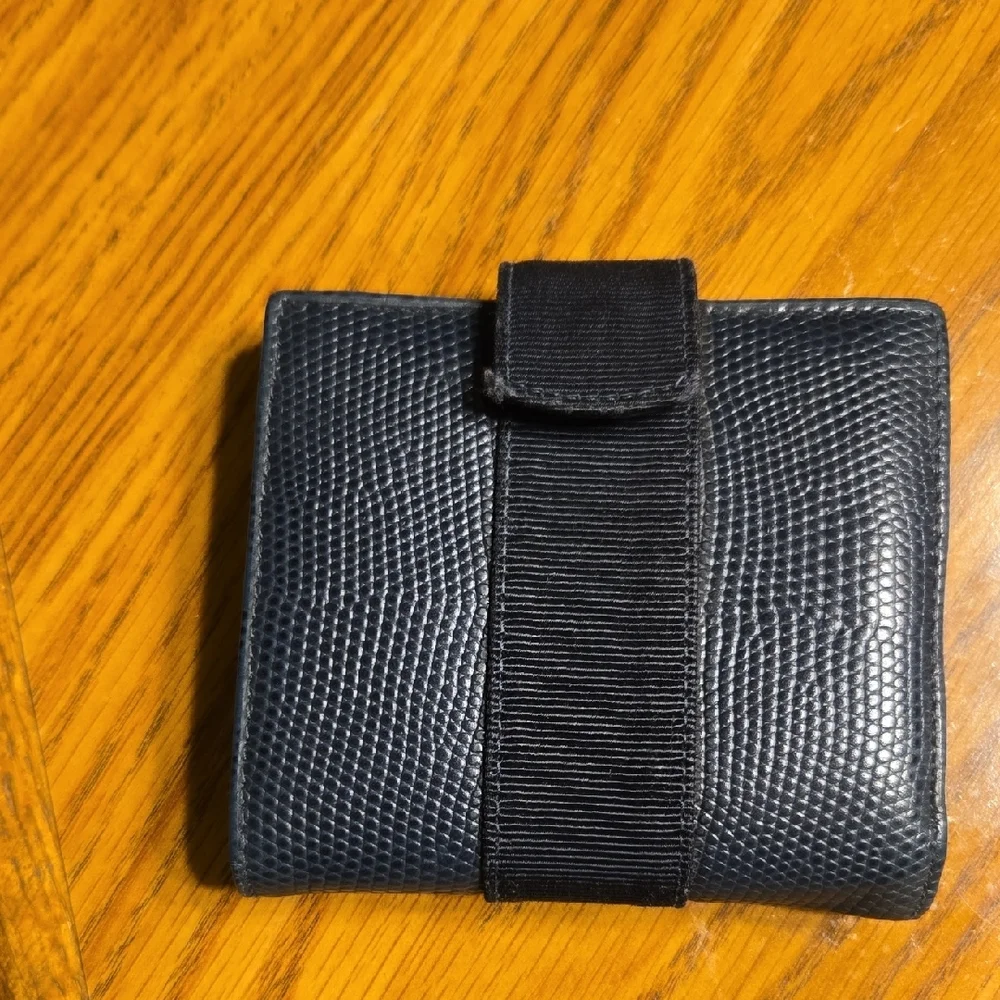 Salvatore Ferragamo Navy Wallet with Gold Buckle